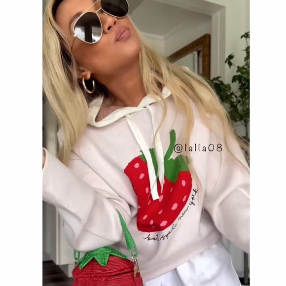 Kate Spade x Target Strawberry Hooded Sweatshirt Cream - Picture 1 of 6